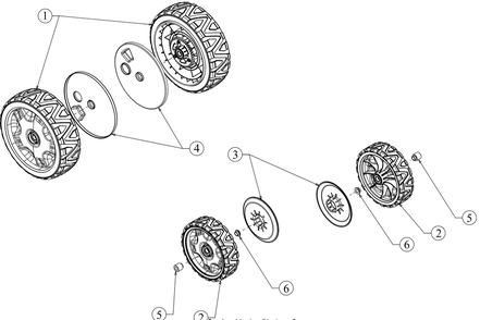 Wheels Diagram and Parts List for CC600 (12ACW62R709)(2017) Cub Cadet Lawn Mower